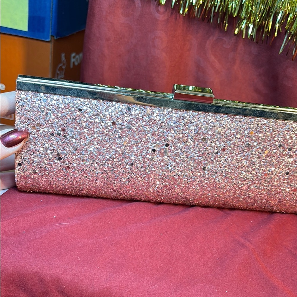 Elegant Pink Glitter Clutch by Sasha